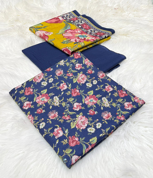 Bin Saeed Original 3pc Printed Khaddar (AT- 2015)