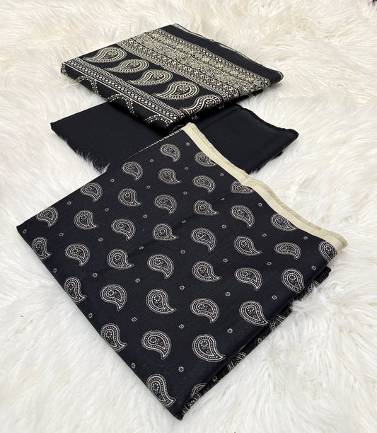 Bin Saeed Original 3pc Printed Khaddar (AT- 2026)