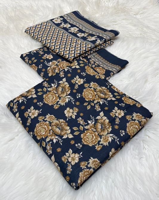 Bin Saeed Original 3pc Printed Khaddar (AT- 2044)