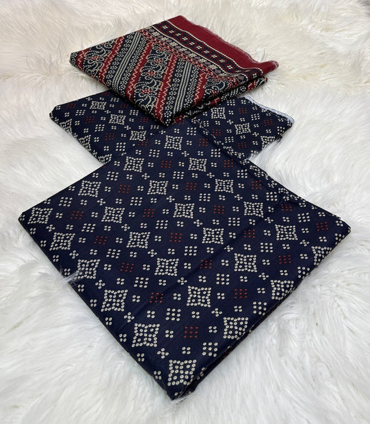 Bin Saeed Original 3pc Printed Khaddar (AT- 2023)