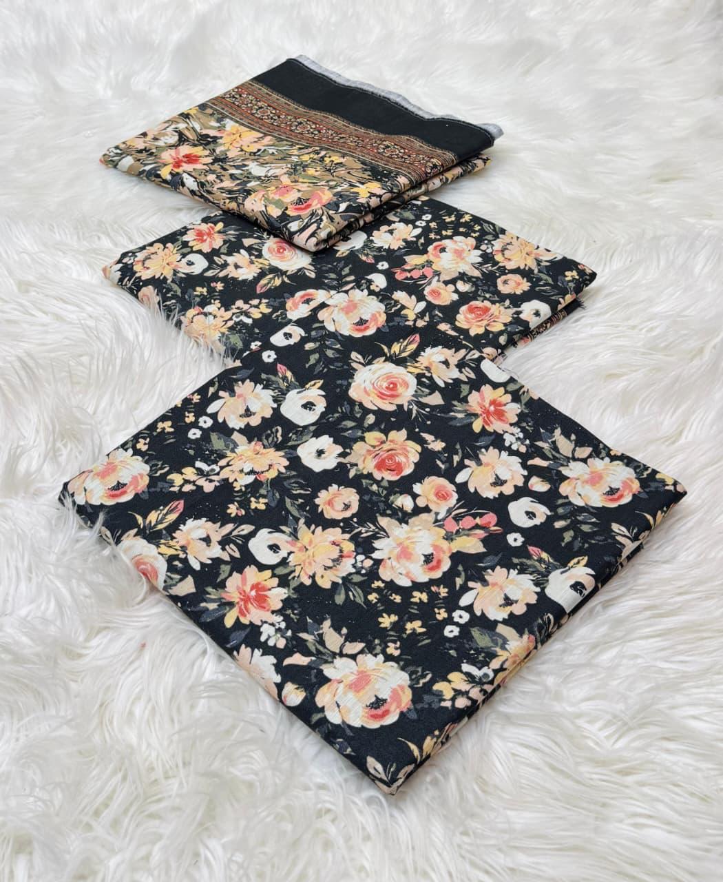 Bin Saeed Original 3pc Printed Khaddar (AT- 2055)