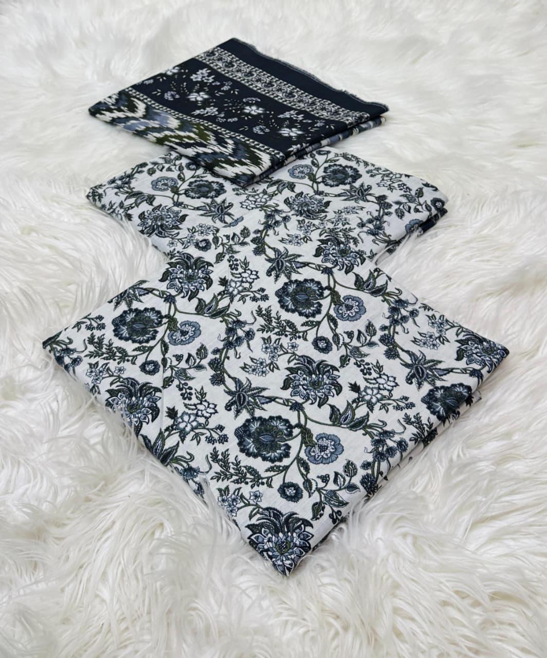 Bin Saeed Original 3pc Printed Khaddar (AT- 2056)