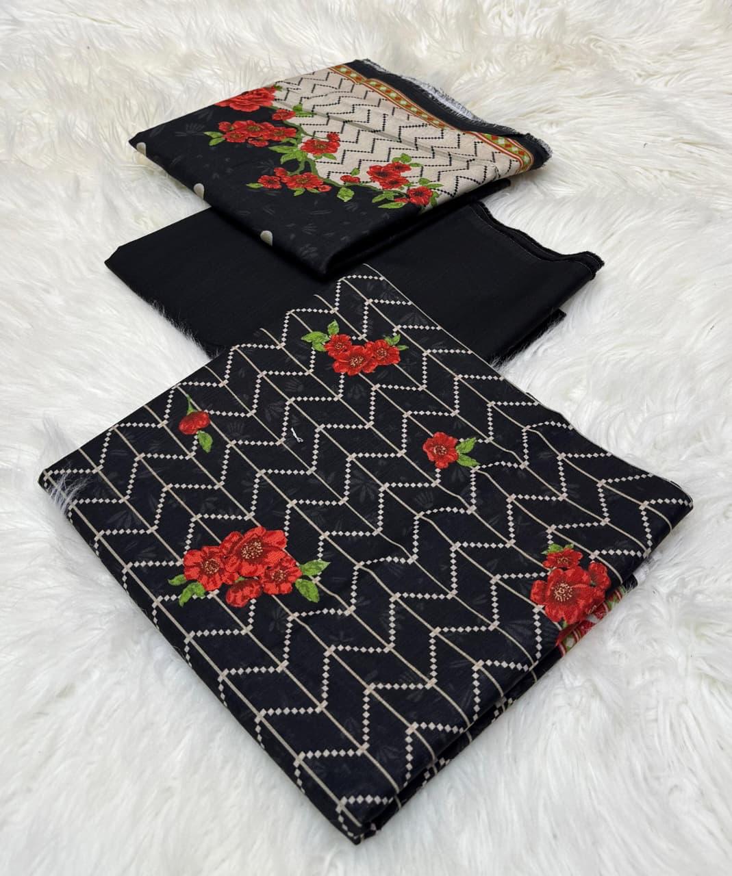 Bin Saeed Original 3pc Printed Khaddar (AT- 2062)