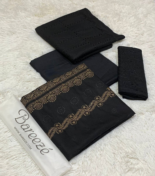 Bareeza | Dhanak Boring Emboridery | 3-PC |