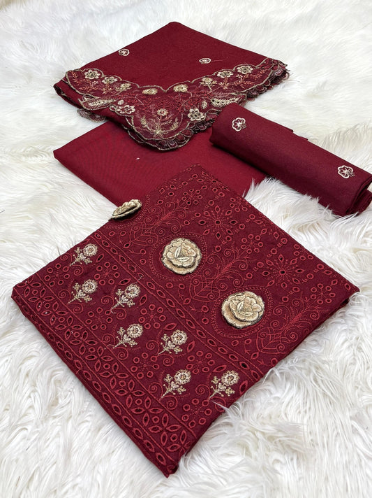 Bareeza Embroidery | Dhanak | 3-PC |